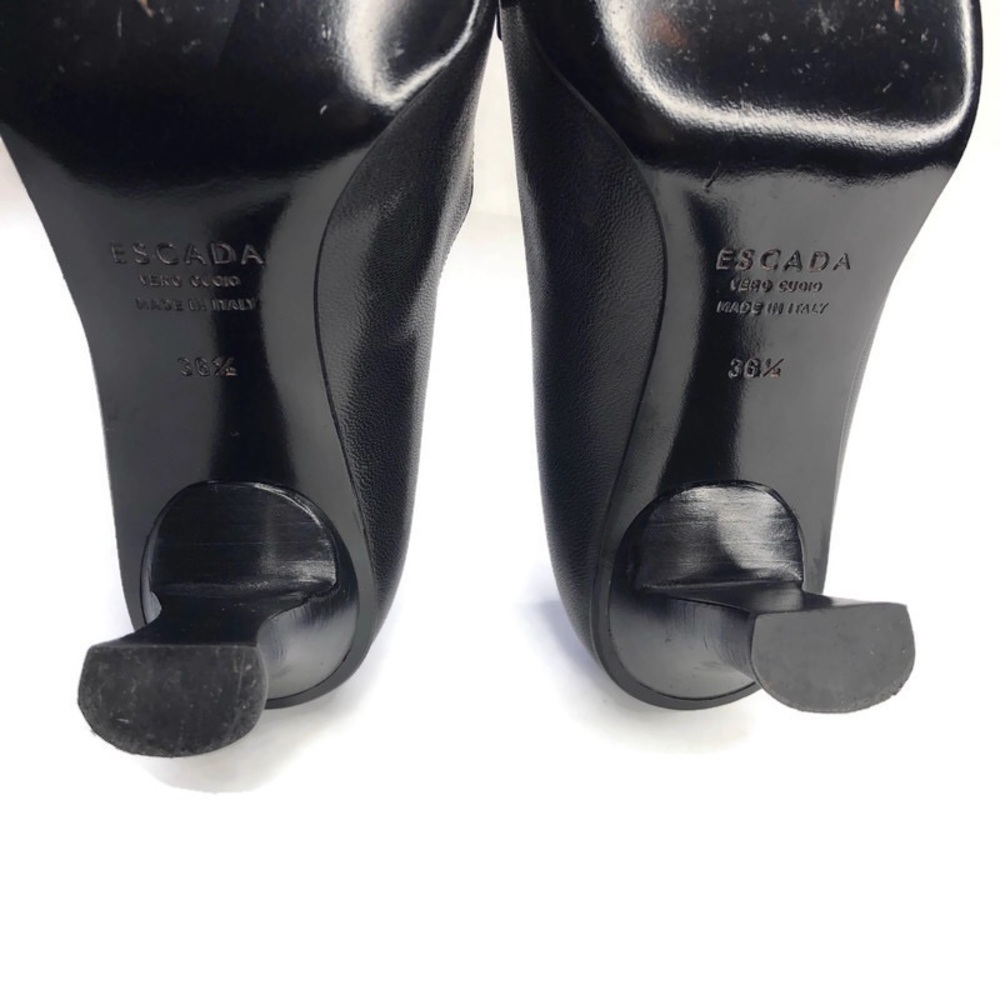 Vintage Escada Black Leather Heels Italy 36.5 6.5 - Picture 5 of 9